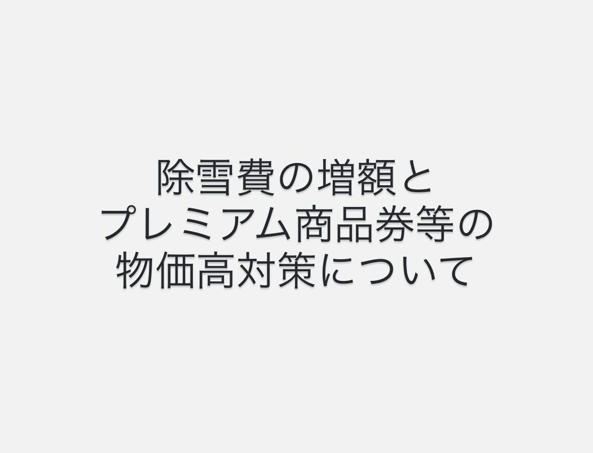 【除雪費の増額と物価高対策について】