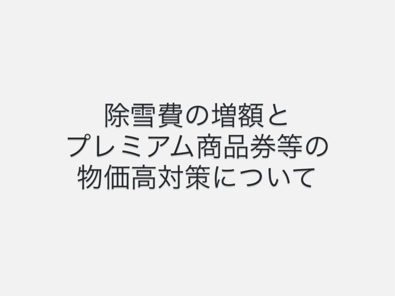 【除雪費の増額と物価高対策について】